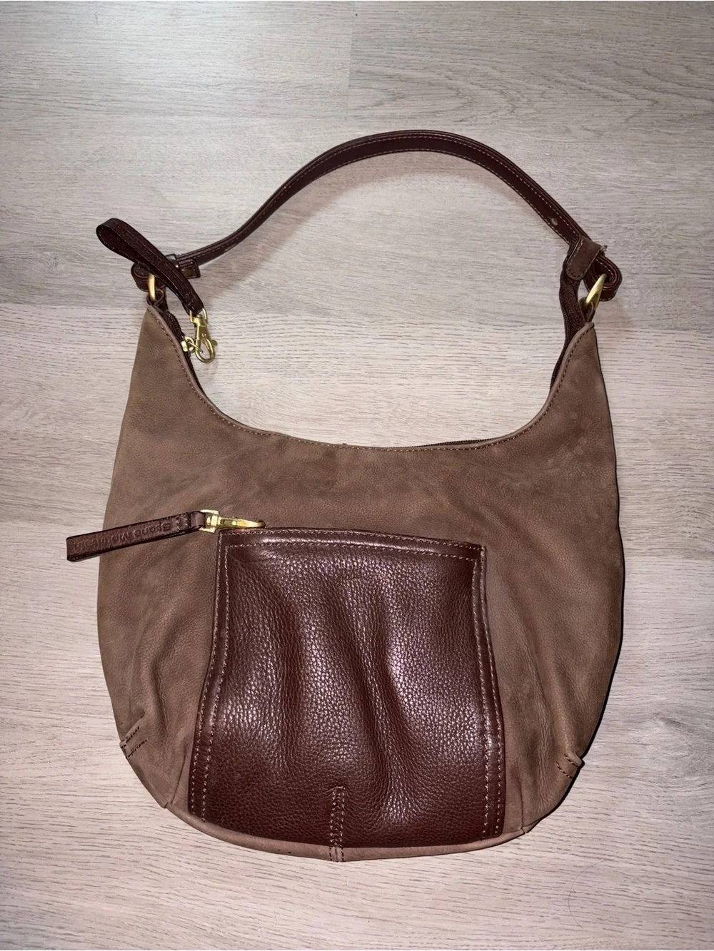 Stone Mountain Accessories Brown Suede Leather Shoulder Hobo Bag